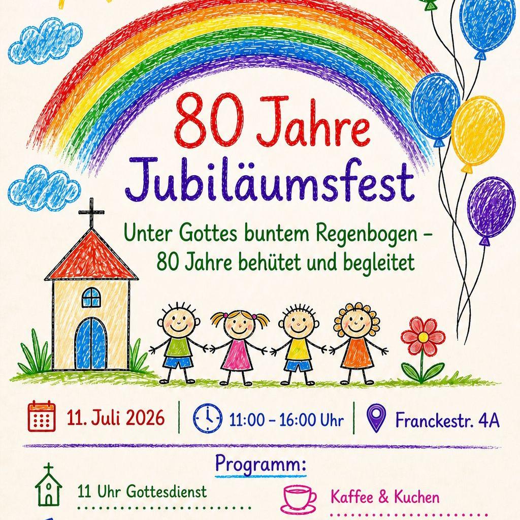 Kindergarten St. Bonifaz bunter RegenbogenJubiläum 80