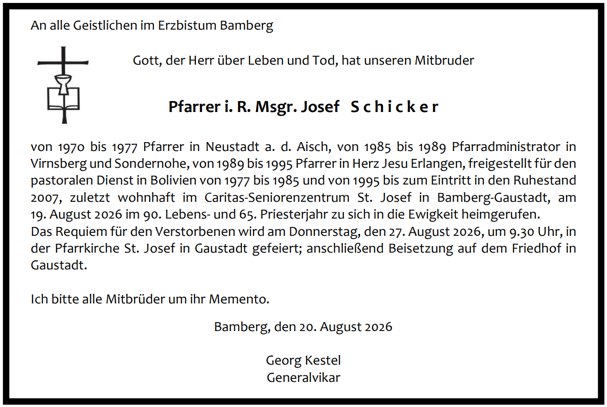 Traueranzeige des EO Bamberg